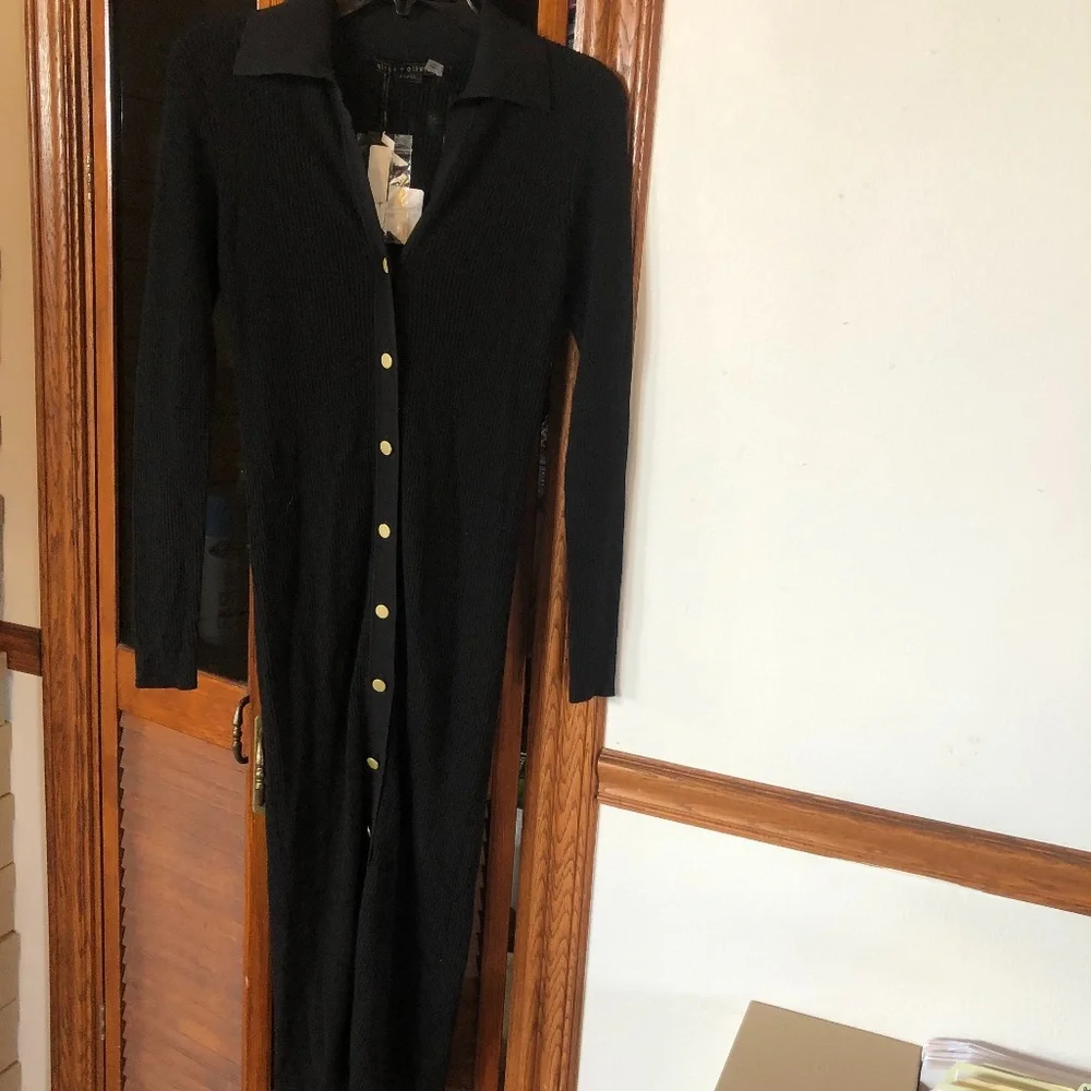 Alice + olivia Alcina ribbed wool blend button down polo midi dress - Picture 5 of 8